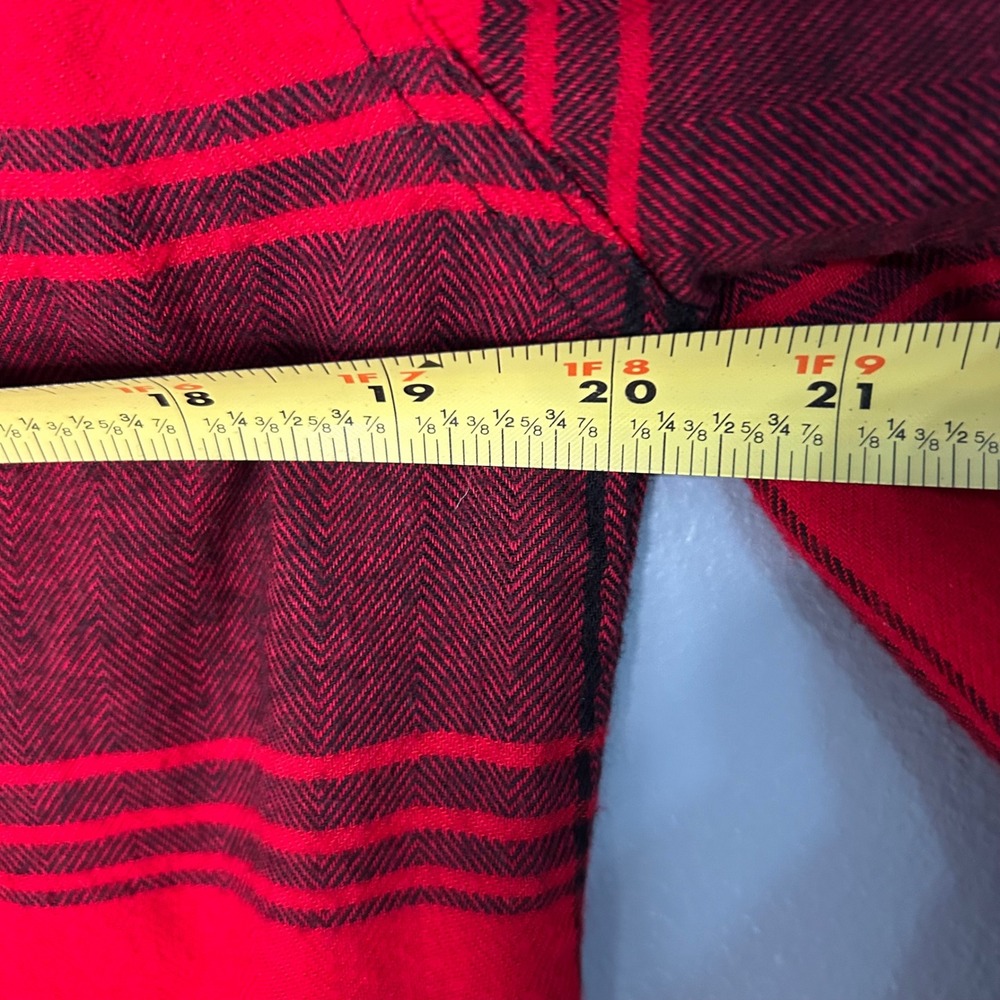 Athleta Womens XS Red Black Buffalo Plaid Flannel Button Down Shirt Herringbone - Picture 9 of 10